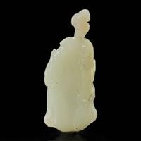 A Chinese carved white jade "Eggplant and Foliage" snuff bottle 白玉雕茄形鼻烟壶 18th/19th Century ???????