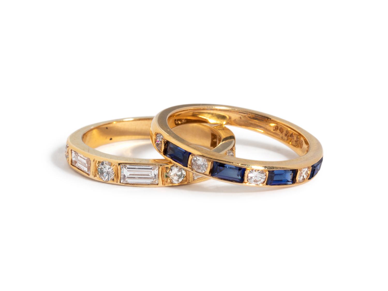 COLLECTION OF YELLOW GOLD, DIAMOND AND SAPPHIRE RINGS