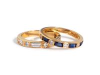 COLLECTION OF YELLOW GOLD, DIAMOND AND SAPPHIRE RINGS