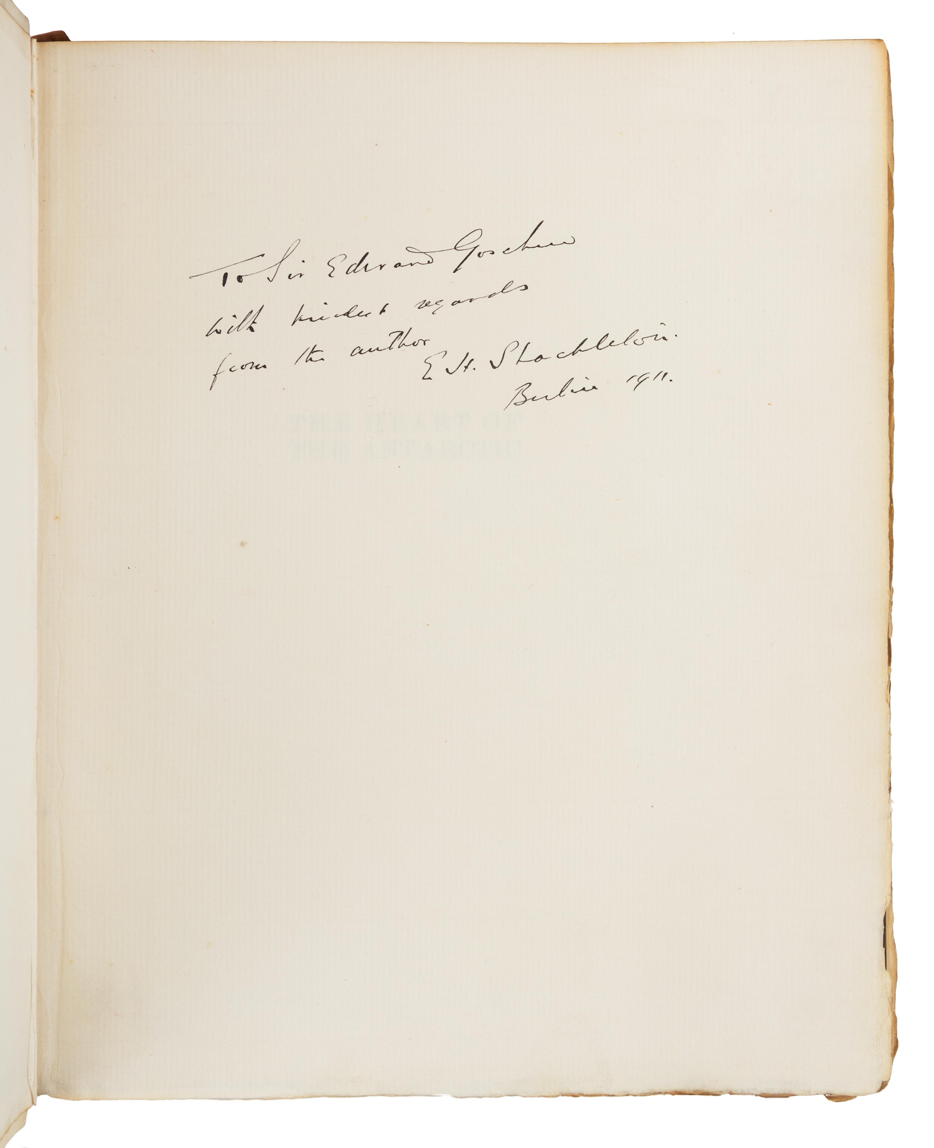 SHACKLETON, Ernest Henry, Sir. The Heart of the Antarctic.--The Antarctic Book. London, 1909. PRESENTATION COPY, LIMITED EDITION.