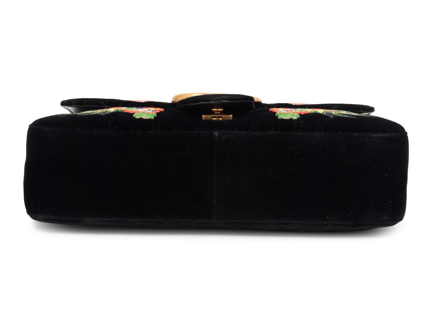 Gucci 110th Anniversary GG Marmont Small Dragon Velvet Shoulder Bag, 2017