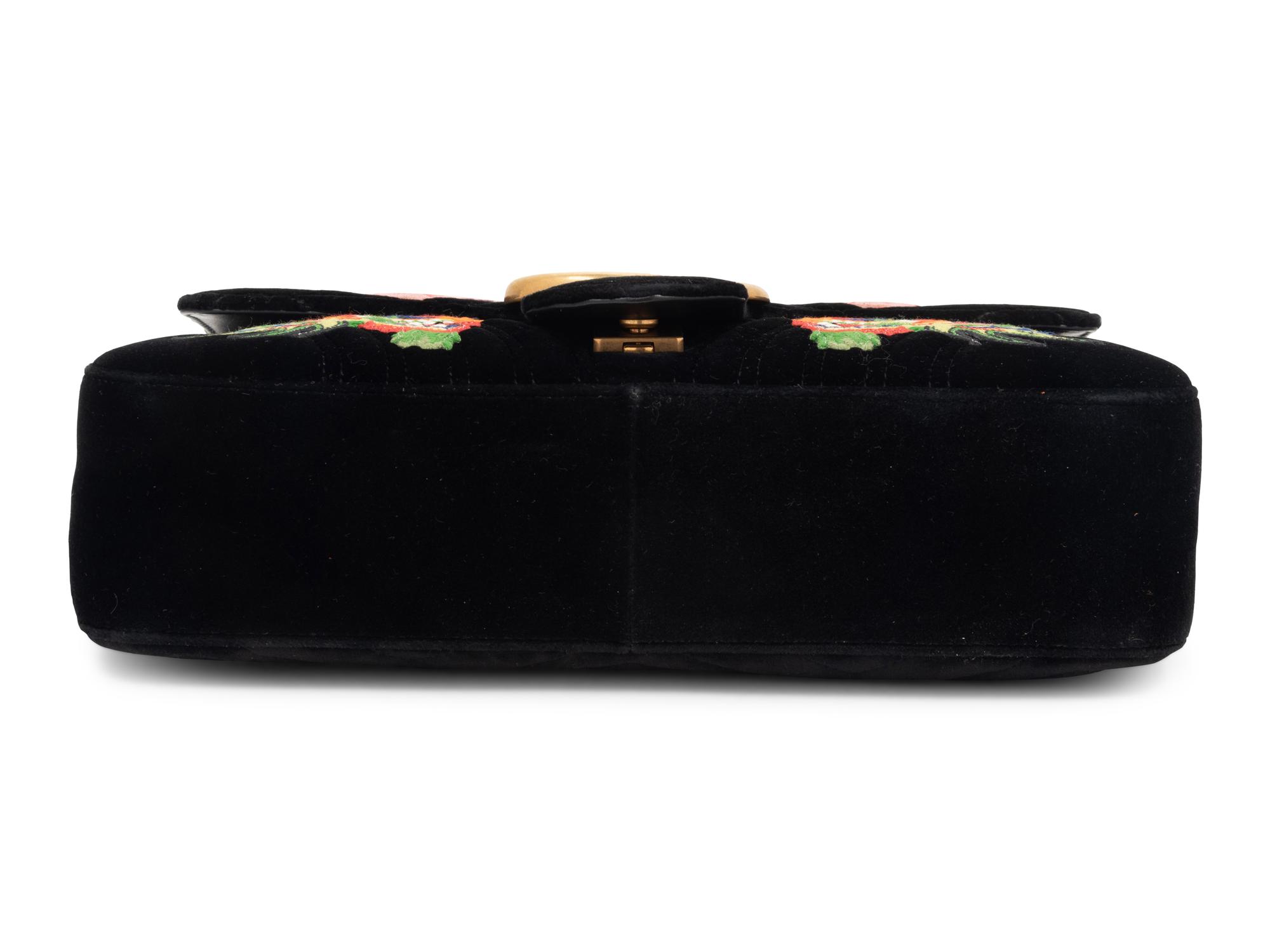 Gucci 110th Anniversary GG Marmont Small Dragon Velvet Shoulder Bag, 2017
