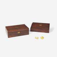 Two rosewood lap desks and two brass buckles of Philadelphia interest first half 19th century
