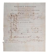 [CIVIL WAR]. A.E. Brevard, Company E, 1st Kentucky Infantry discharge document. Richmond, VA, 14 May 1862.