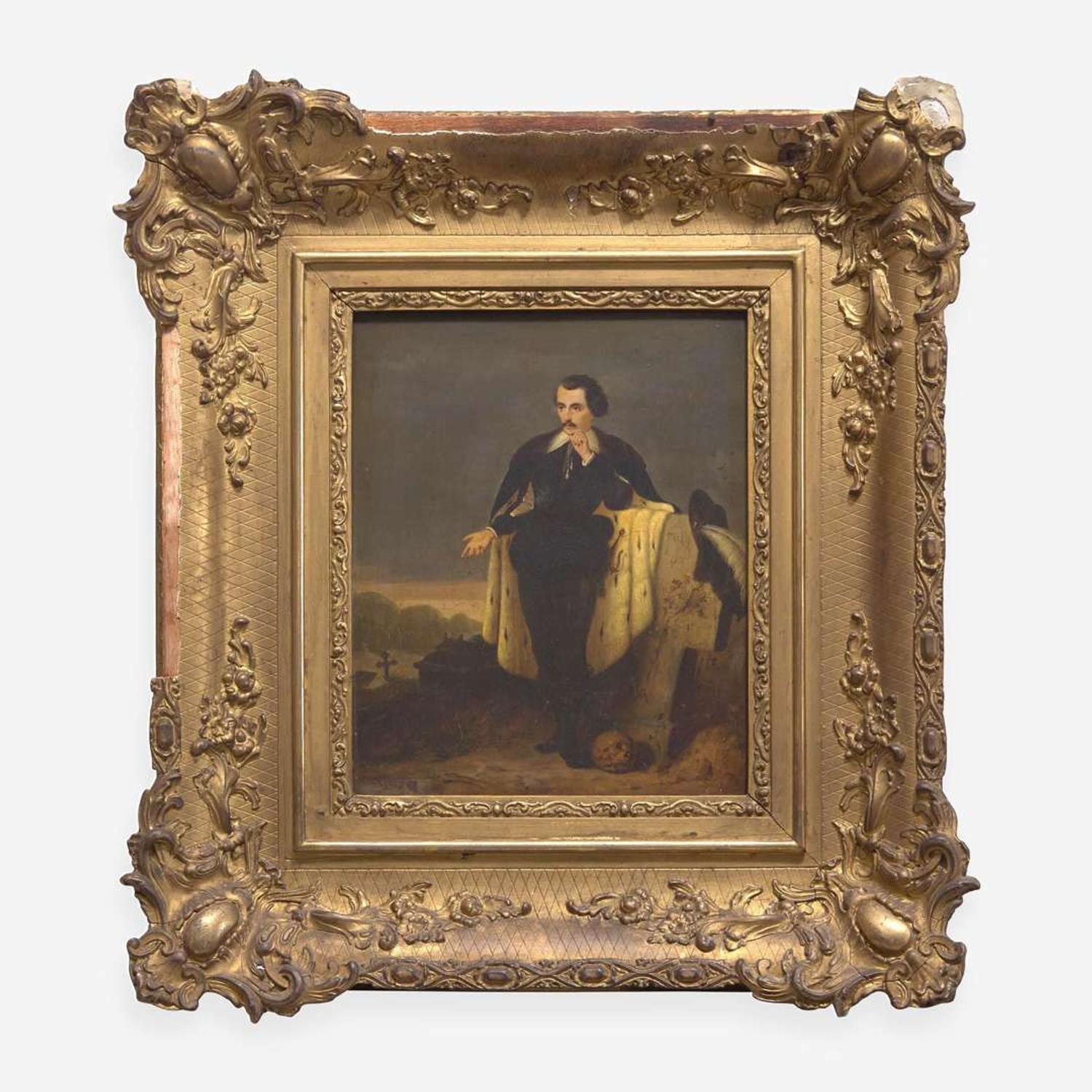 Continental / American School 19th century A Portrait of the Actor Charles Kean (1811-1868) as Hamlet