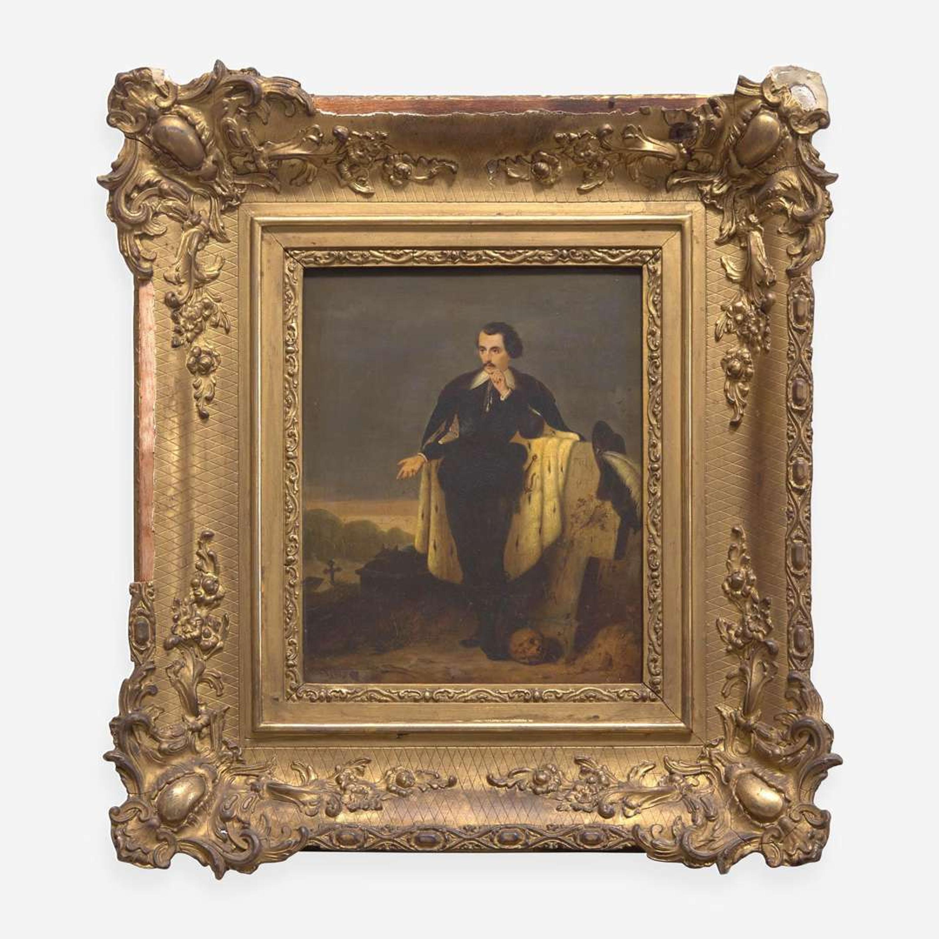 Continental / American School 19th century A Portrait of the Actor Charles Kean (1811-1868) as Hamlet