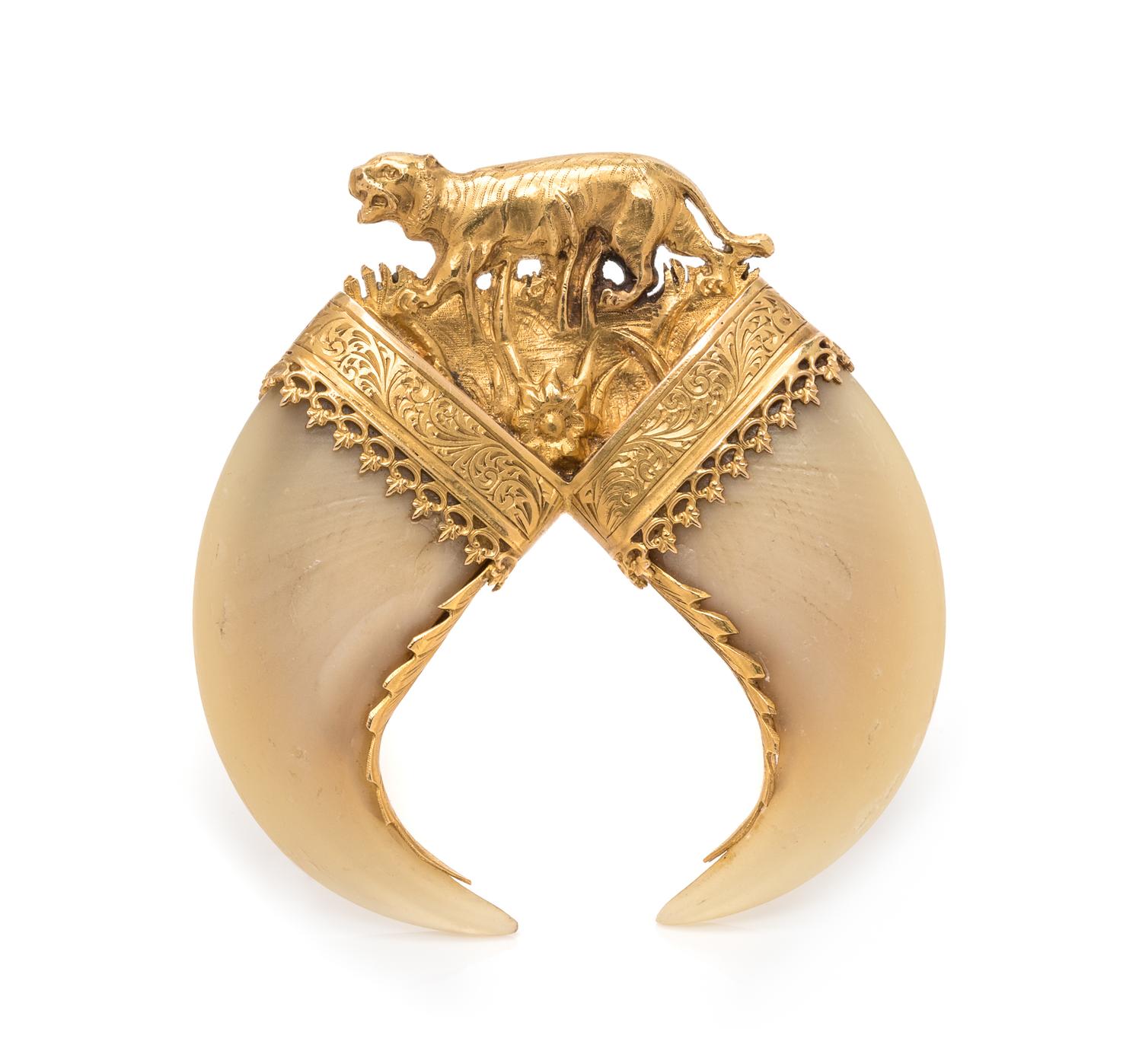 A Victorian Yellow Gold and Tiger Claw Pendant/Brooch, Circa 1877,
