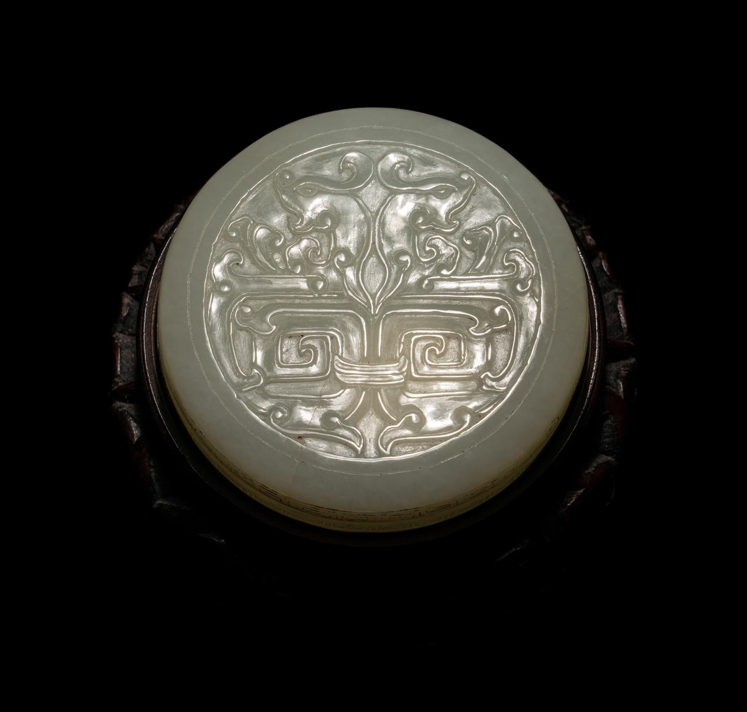 A Carved White Jade Incense Covered Box
