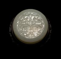 A Carved White Jade Incense Covered Box