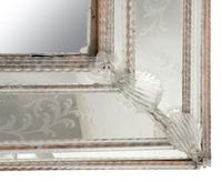 A Venetian Etched Glass Mirror with Cartouche-Form Crest