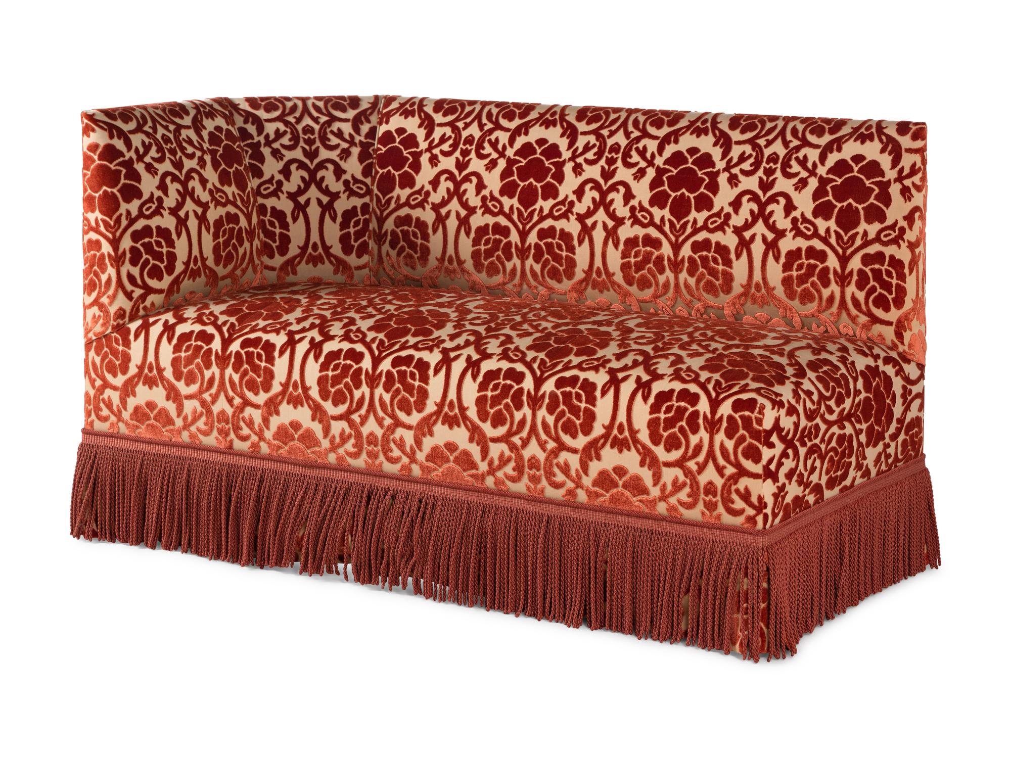 A Dessin Fournir Cut Velvet-Upholstered Banquette Sofa