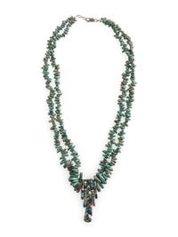 Double-strand Turquoise Nugget Necklace, with Graduated Mosaic Inlay Pendants