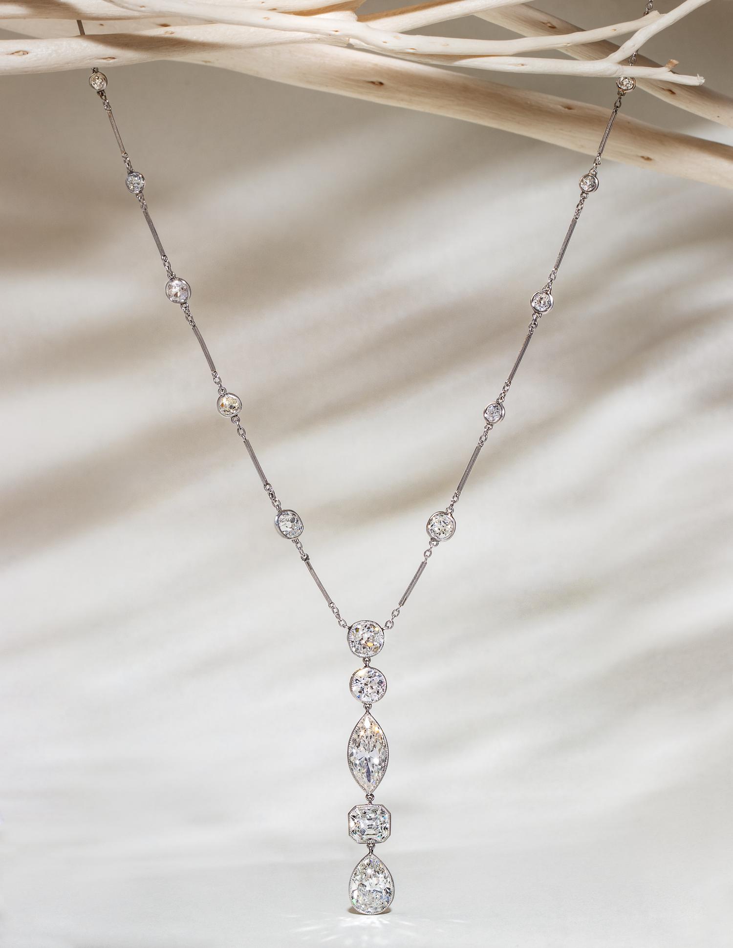 ANTIQUE, DIAMOND LAVALIER NECKLACE