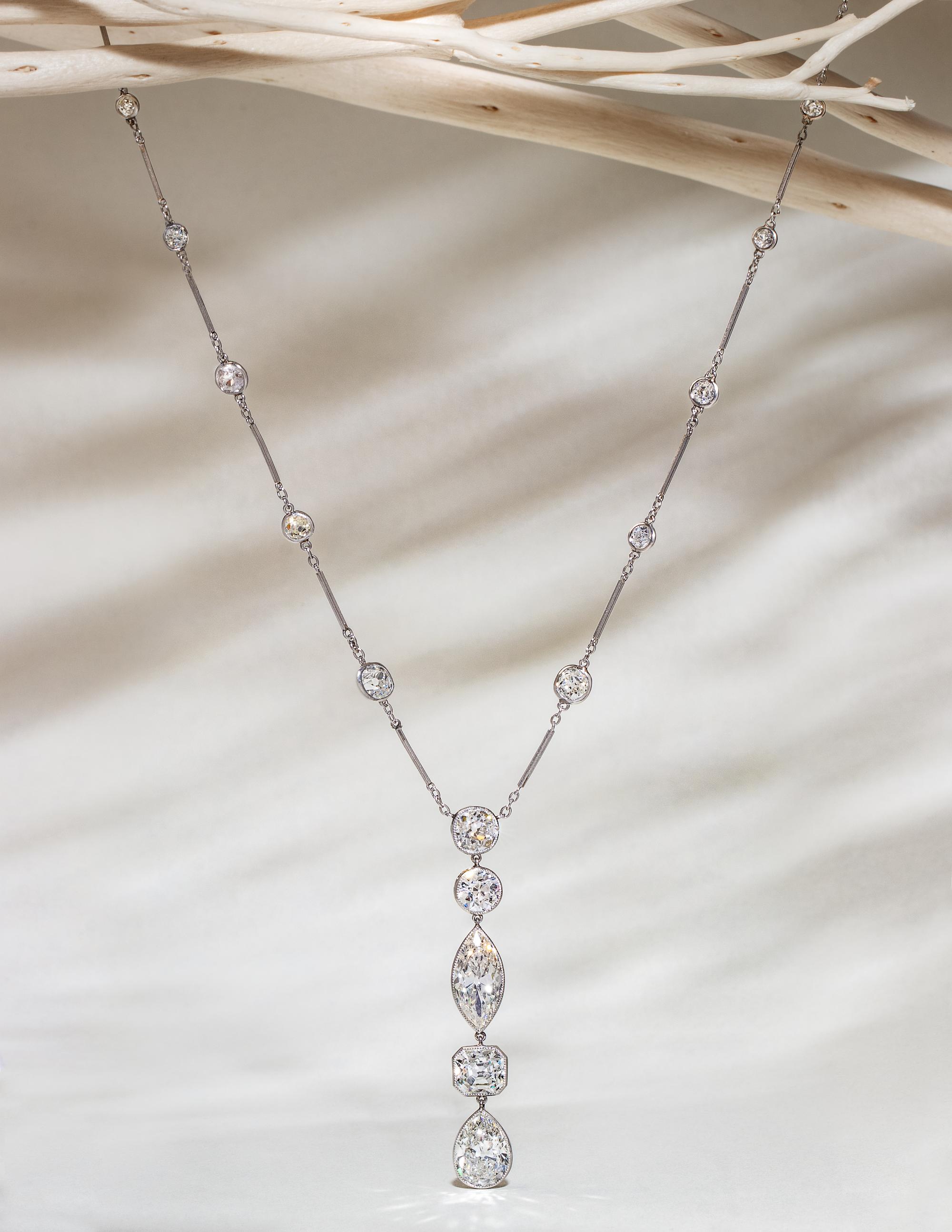 ANTIQUE, DIAMOND LAVALIER NECKLACE