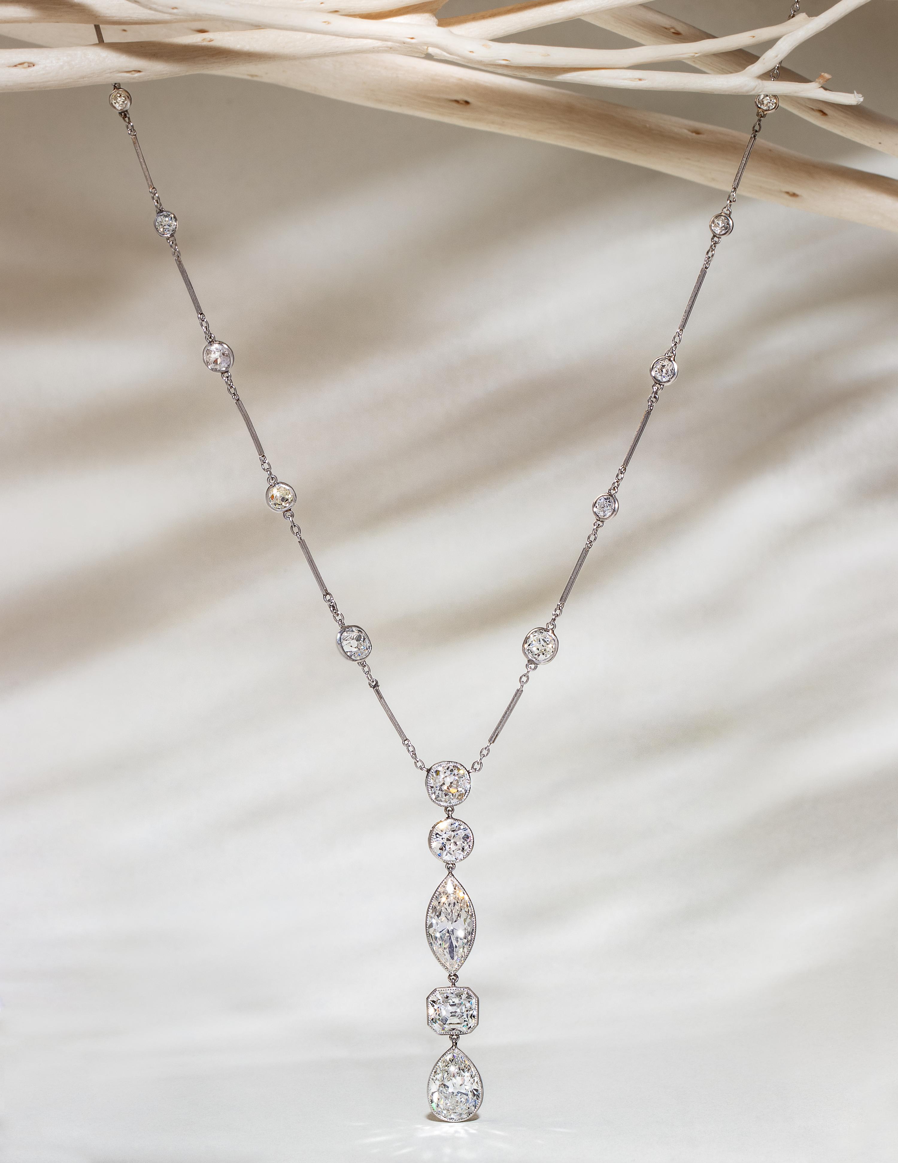 ANTIQUE, DIAMOND LAVALIER NECKLACE