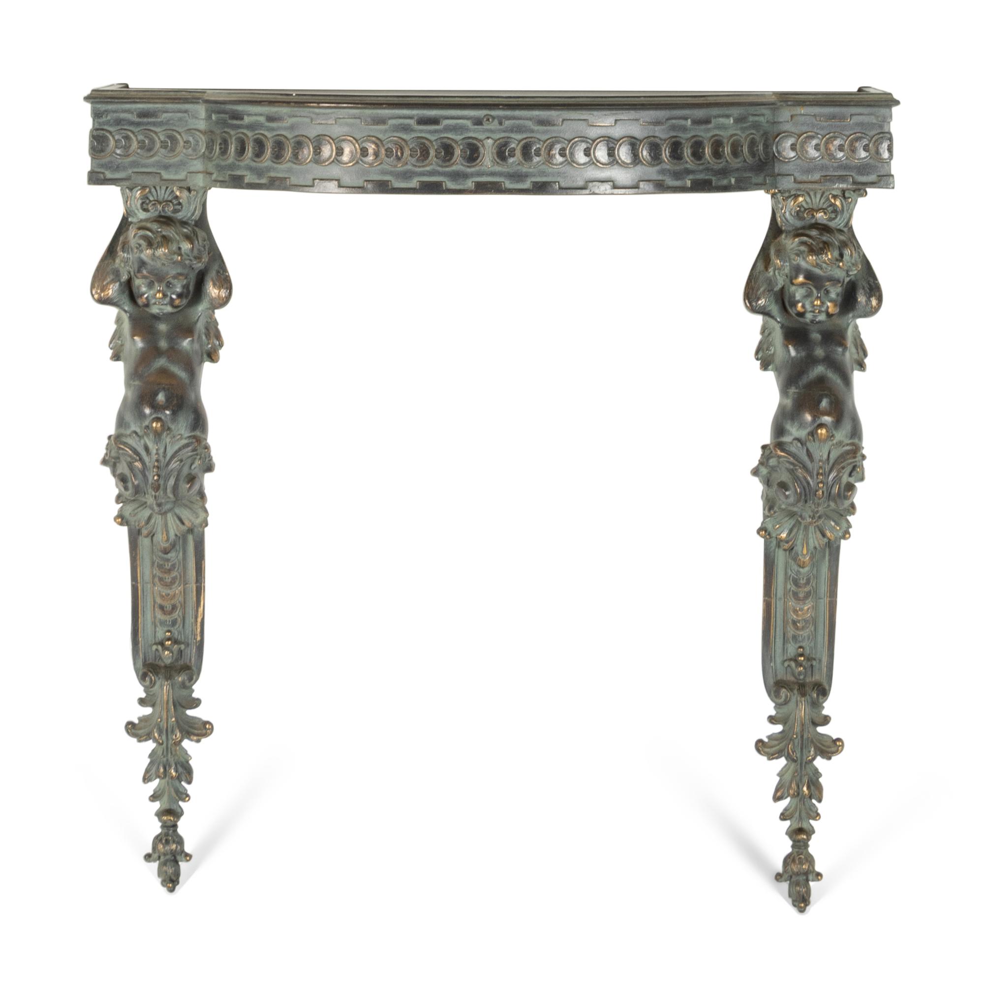 A Louis XVI Style Bronze Mounted Console d'Appliqué