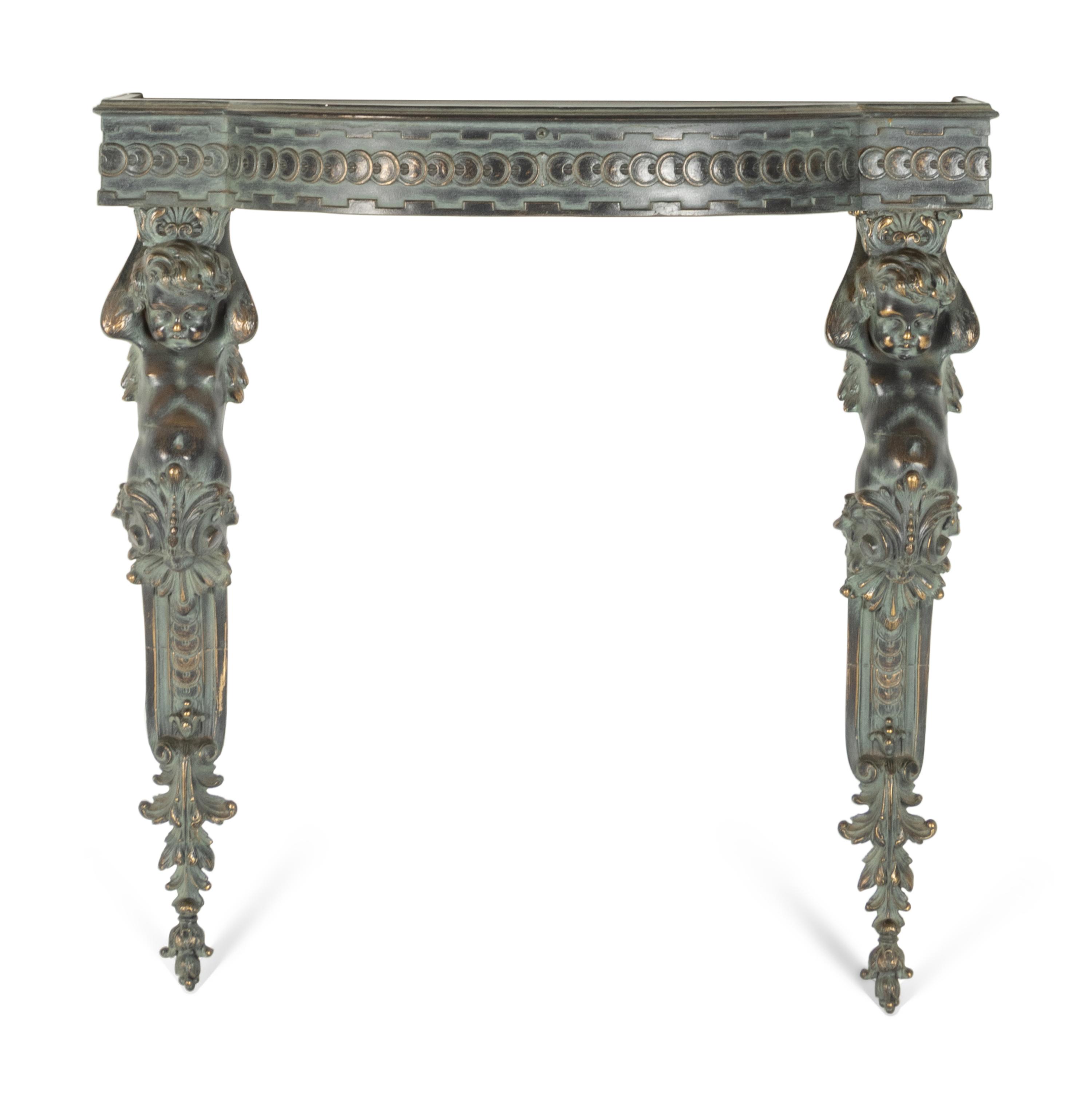 A Louis XVI Style Bronze Mounted Console d'Appliqué