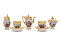 A Paris Porcelain Pale Yellow-Ground Seven-Piece Tea Service