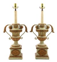 A Pair of Italian Painted and Gilt Finials Height 33 1/2 inches. — 20TH CENTURY