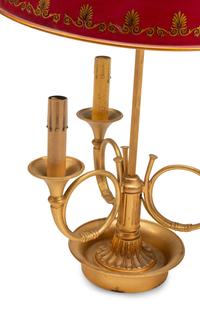 Three Gilt Metal Bouillotte Lamps with Tôle Shades