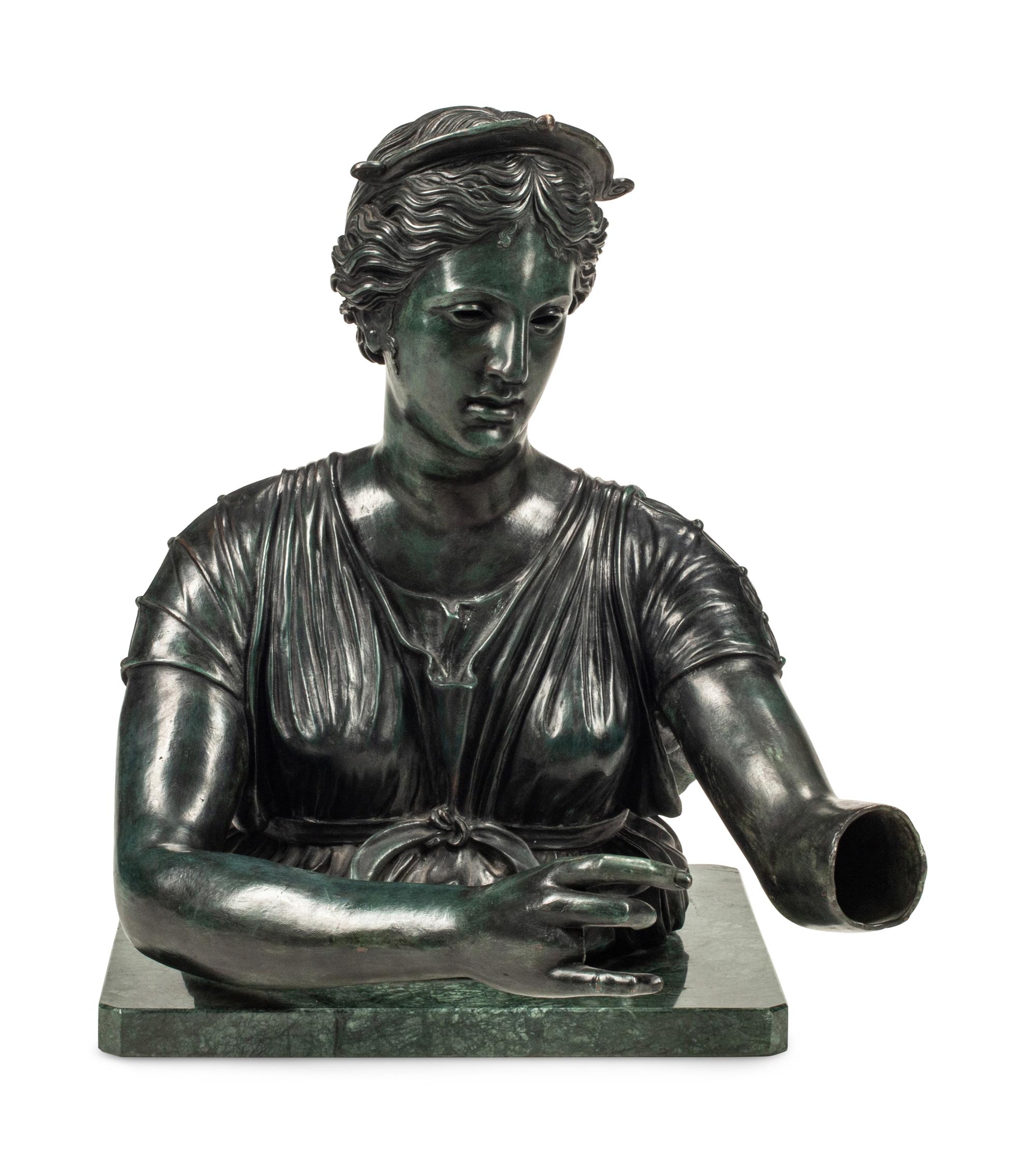 A Patinated Bronze Bust of a Woman