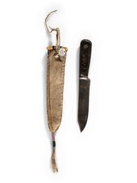 Apsáalooke [Crow] Beaded Hide Knife Sheath, with Knife