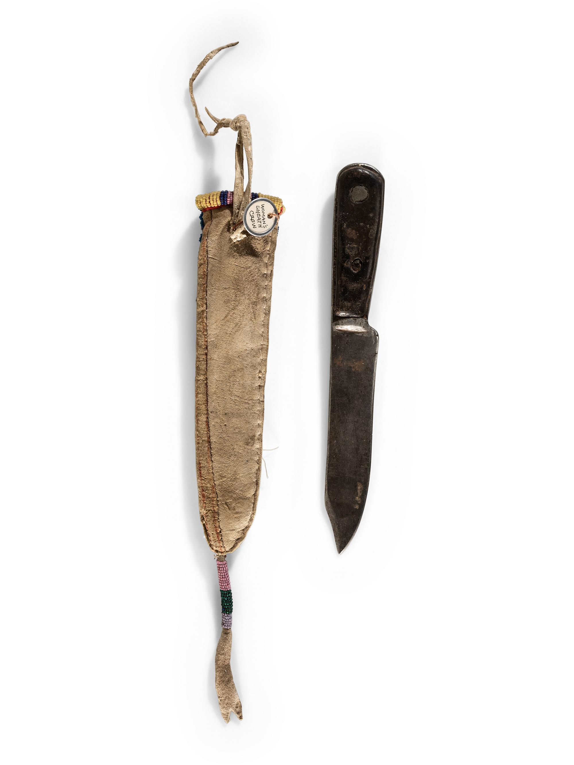 Apsáalooke [Crow] Beaded Hide Knife Sheath, with Knife