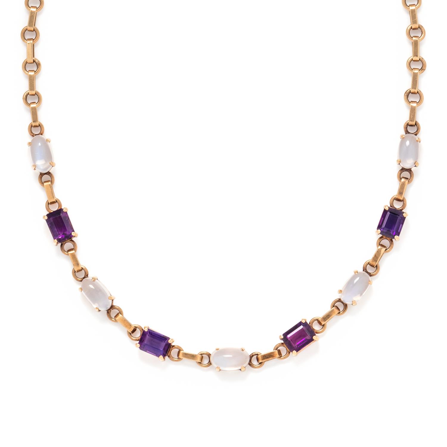 MOONSTONE AND AMETHYST NECKLACE