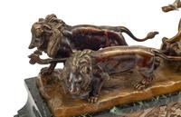 A French Bronze and Marble Clock Garniture