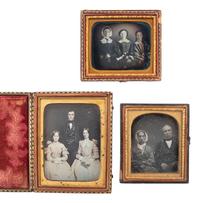 [EARLY PHOTOGRAPHY]. 19 daguerreotype portraits of interesting pairs and groups of subjects