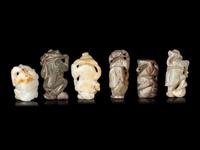 Six Chinese Jade Carvings of Boys