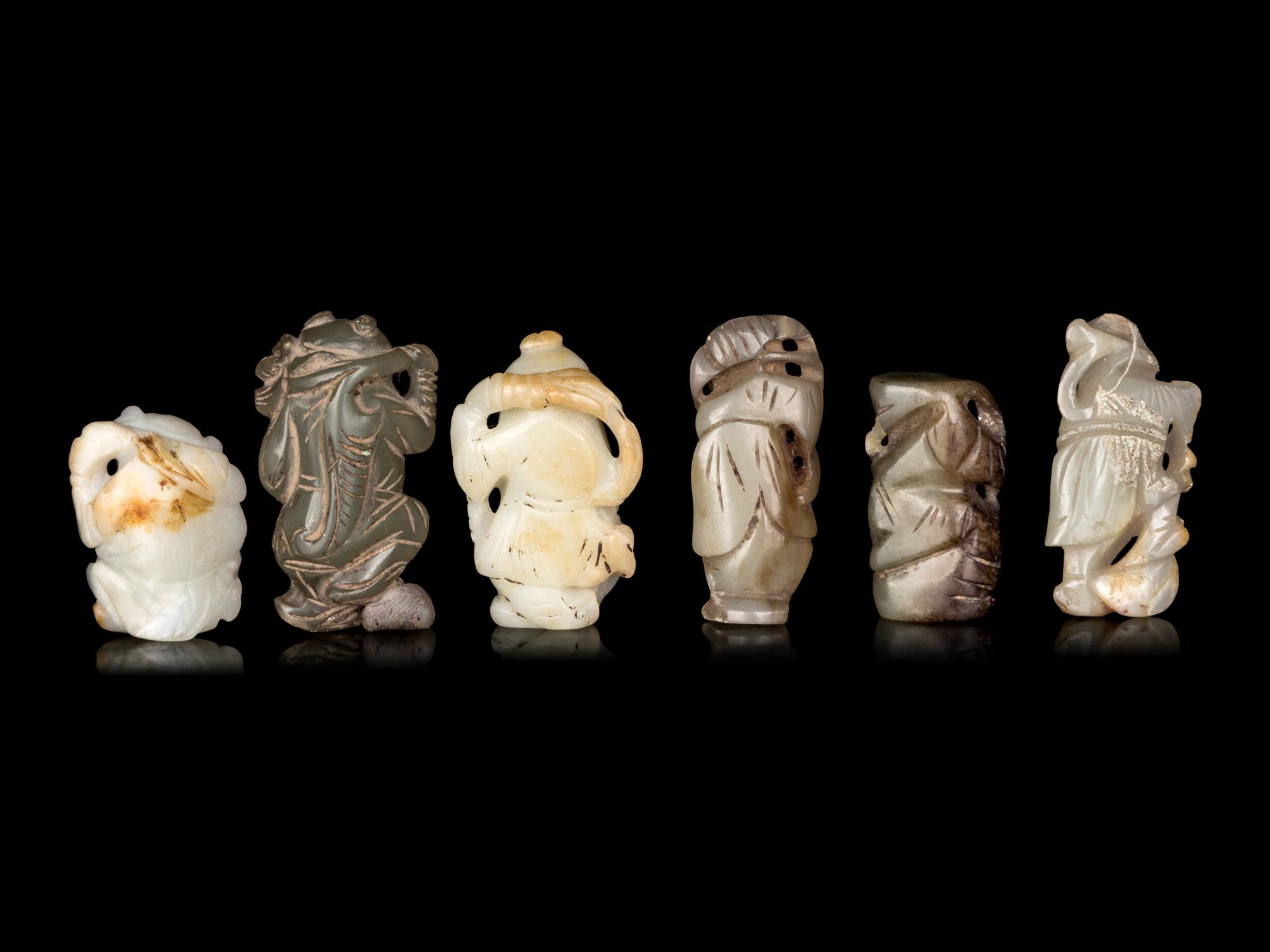 Six Chinese Jade Carvings of Boys