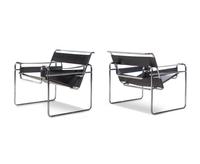 A Pair of Italian Chrome and Faux Leather "Wassily" Chairs