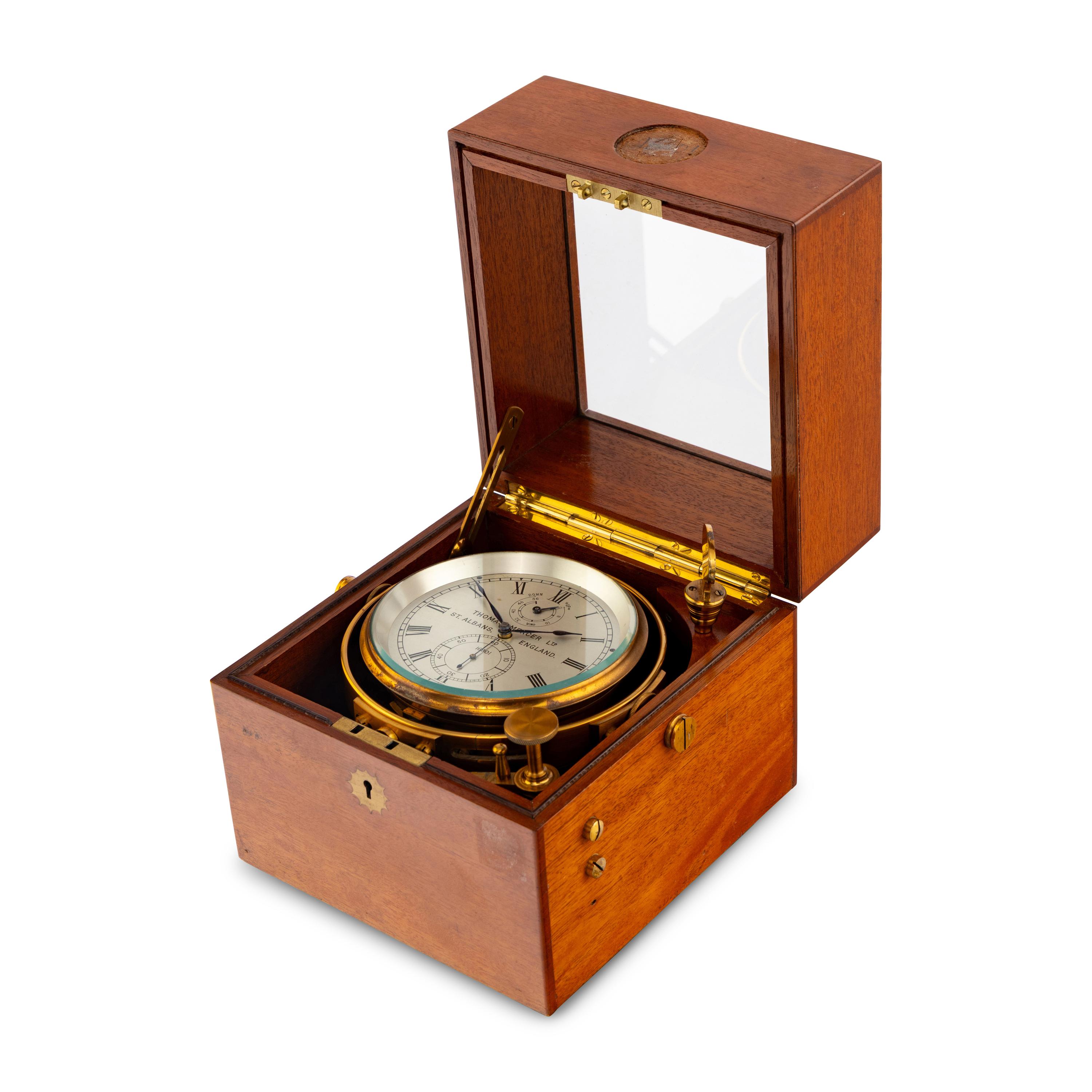 An English Two-Day Brass and Mahogany Cased Ship's Chronometer