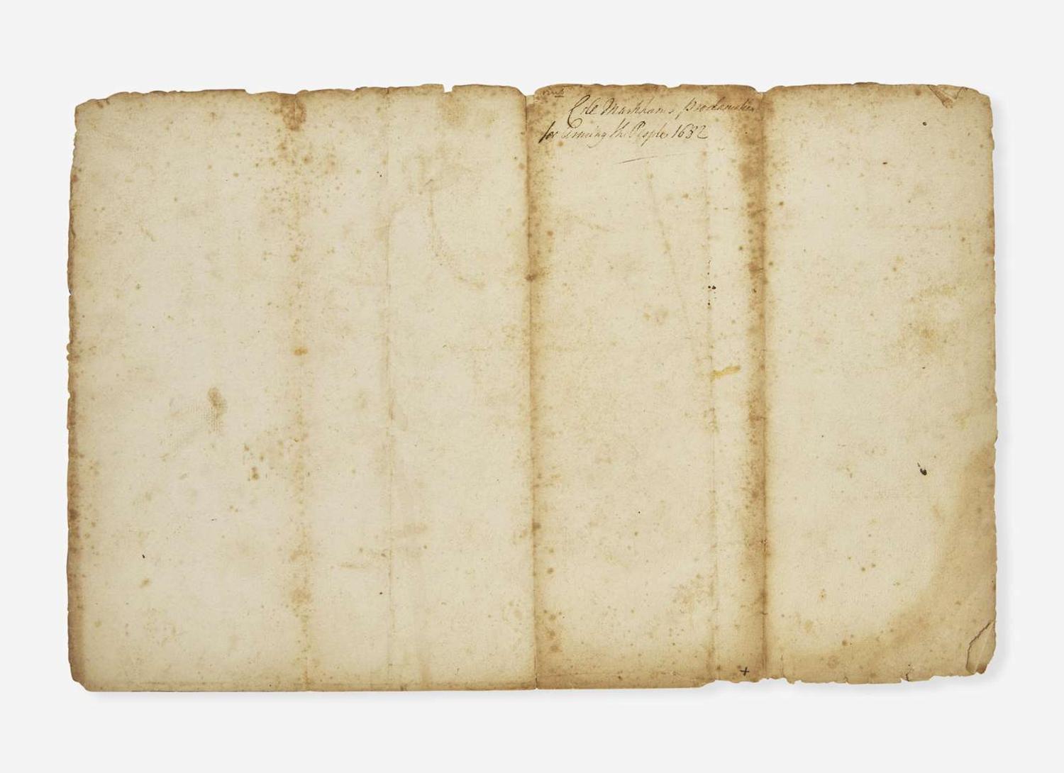 [Philadelphia & Pennsylvania] Markham, William: Autograph Document, signed