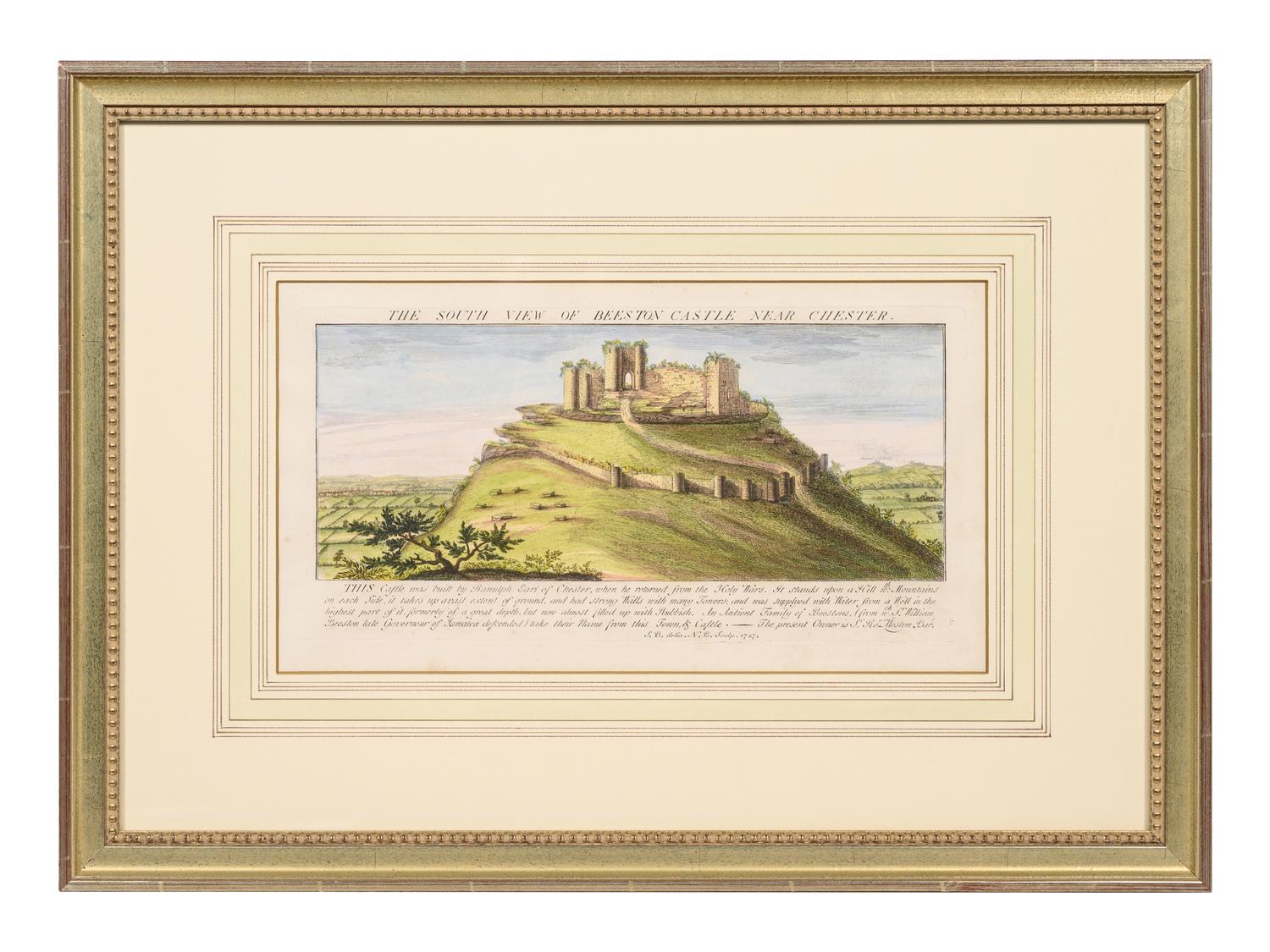 A Set of Eight English Architectural Engravings with Hand-Coloring