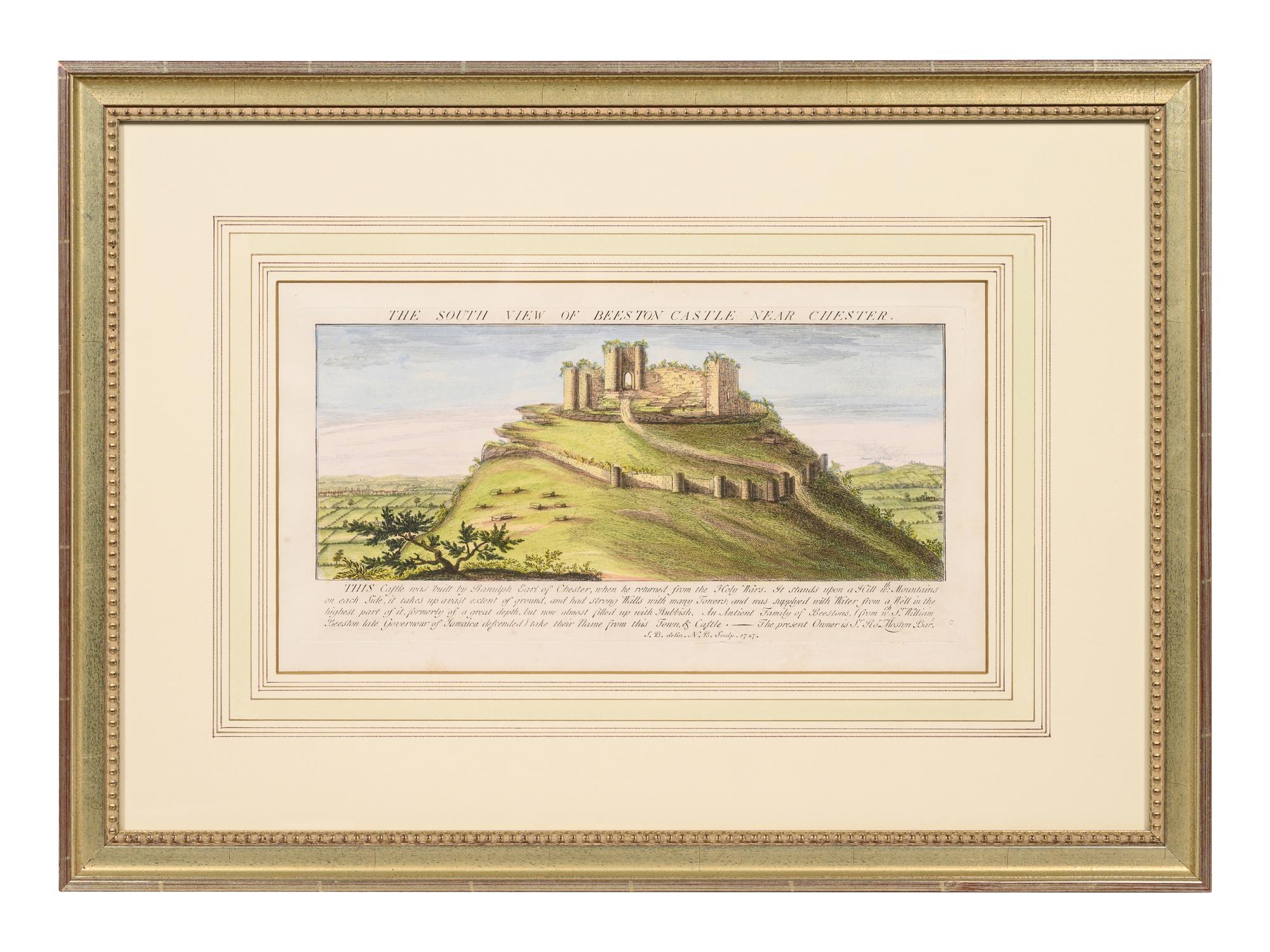 A Set of Eight English Architectural Engravings with Hand-Coloring