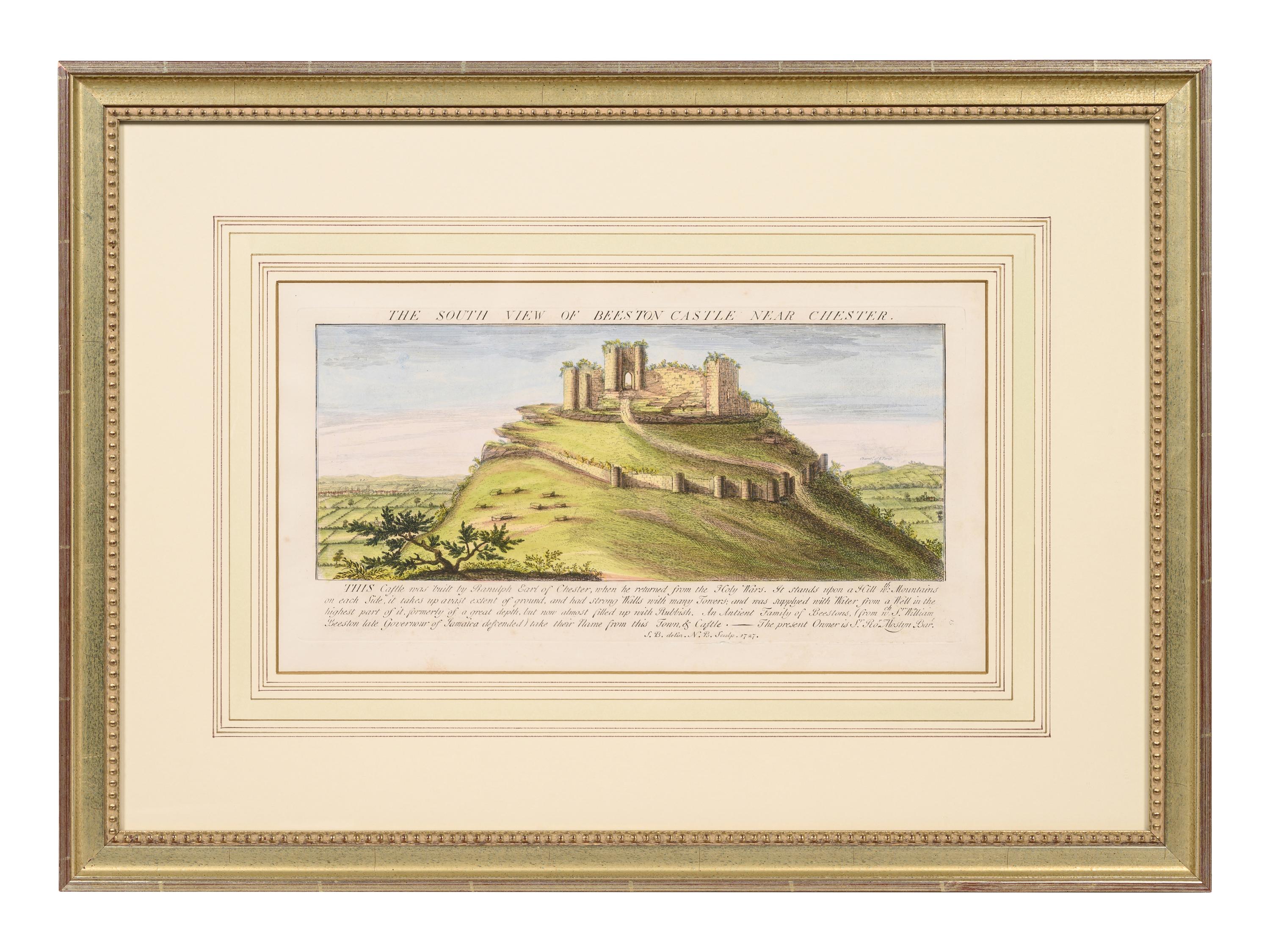 A Set of Eight English Architectural Engravings with Hand-Coloring