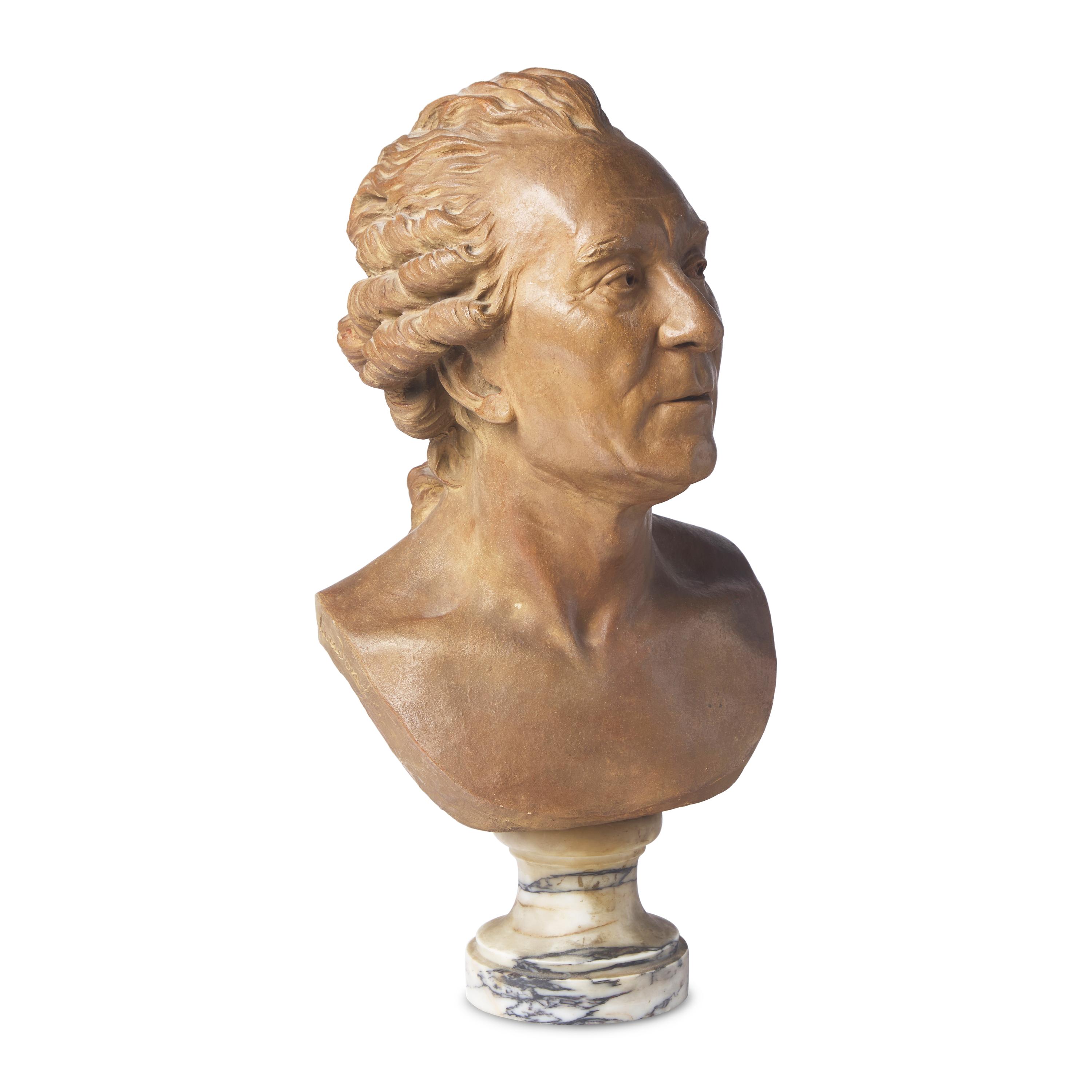 After Jean-Antoine Houdon (French, 1741-1828), A Terracotta Bust of Georges Louis Leclerk, Comte de Buffon (1707-1788)