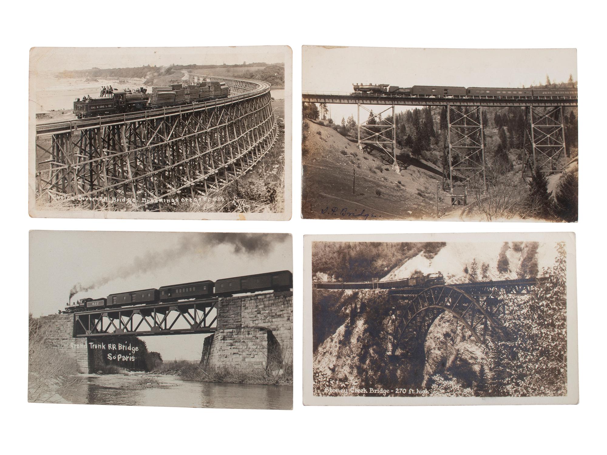 [RAILROADS]. A group of 71 RPPCs and photographs of trains, incl. train wrecks.