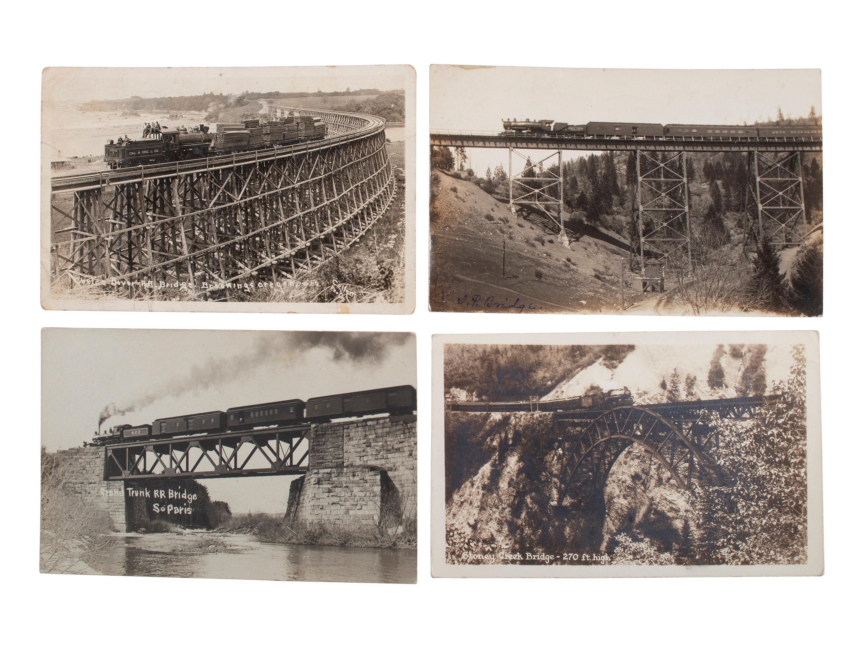 [RAILROADS]. A group of 71 RPPCs and photographs of trains, incl. train wrecks.