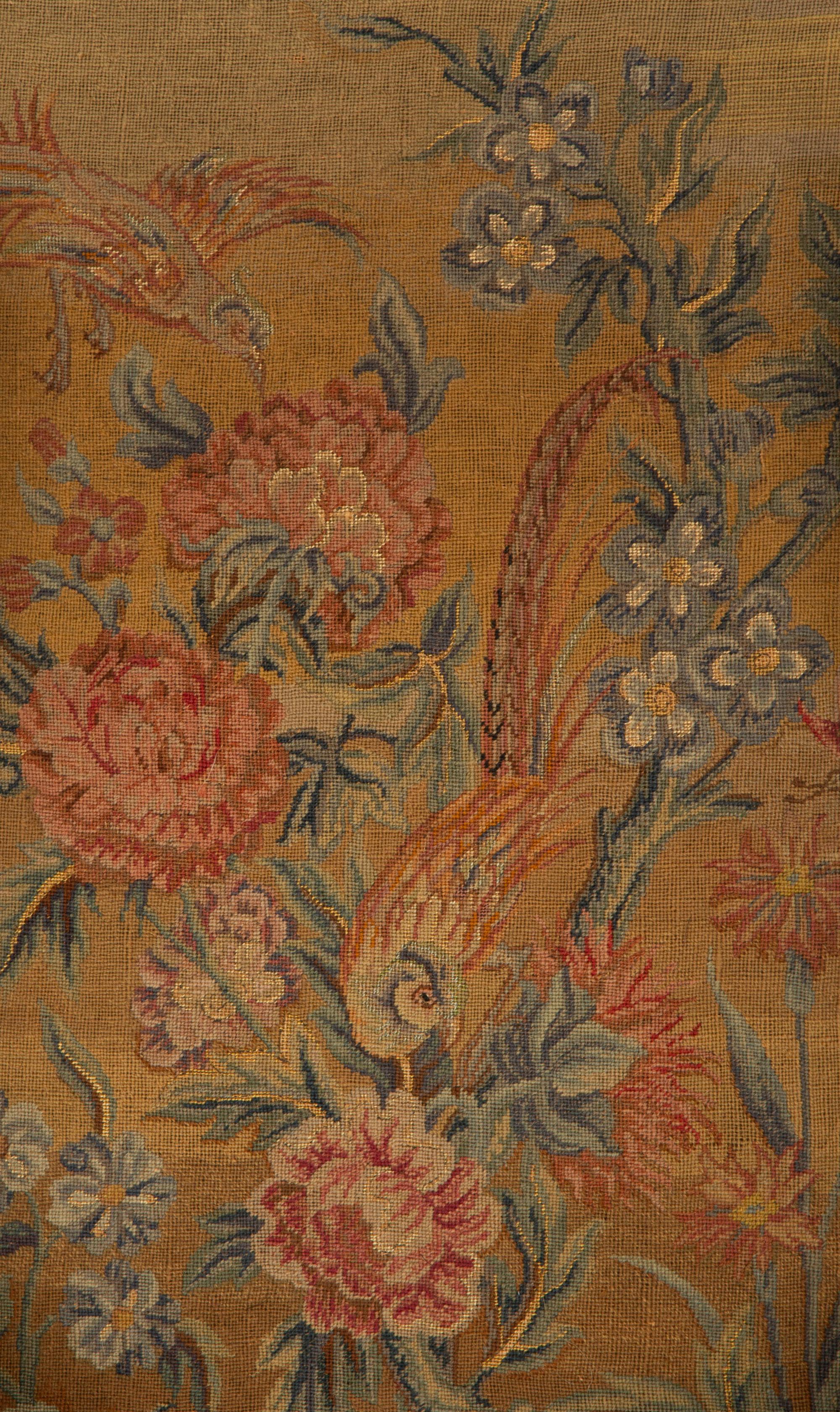 A George I Needlework Upholstered Walnut Wing Back Chair — 18th Century