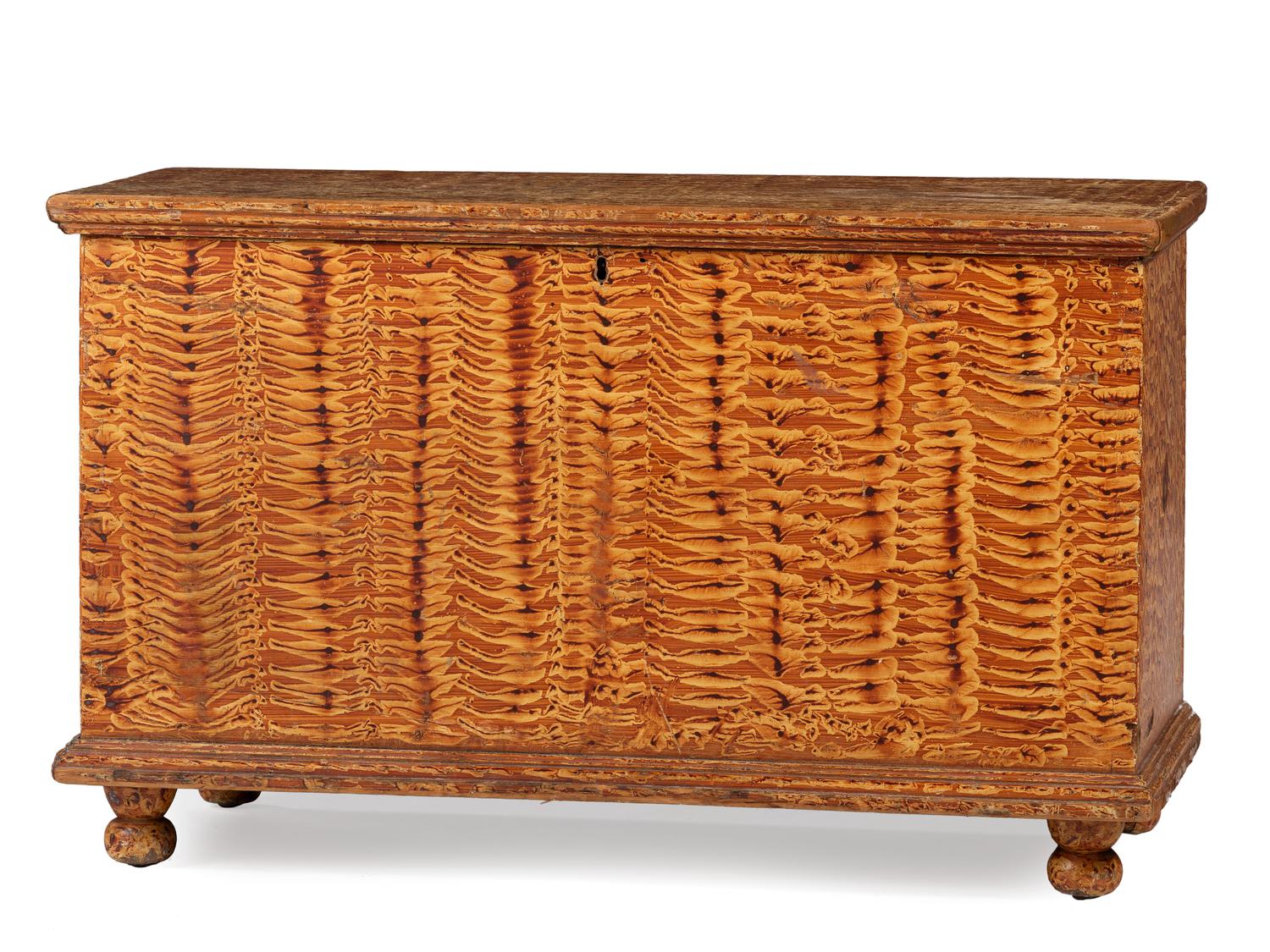 A Country Grain Painted Yellow Poplar Blanket Chest
