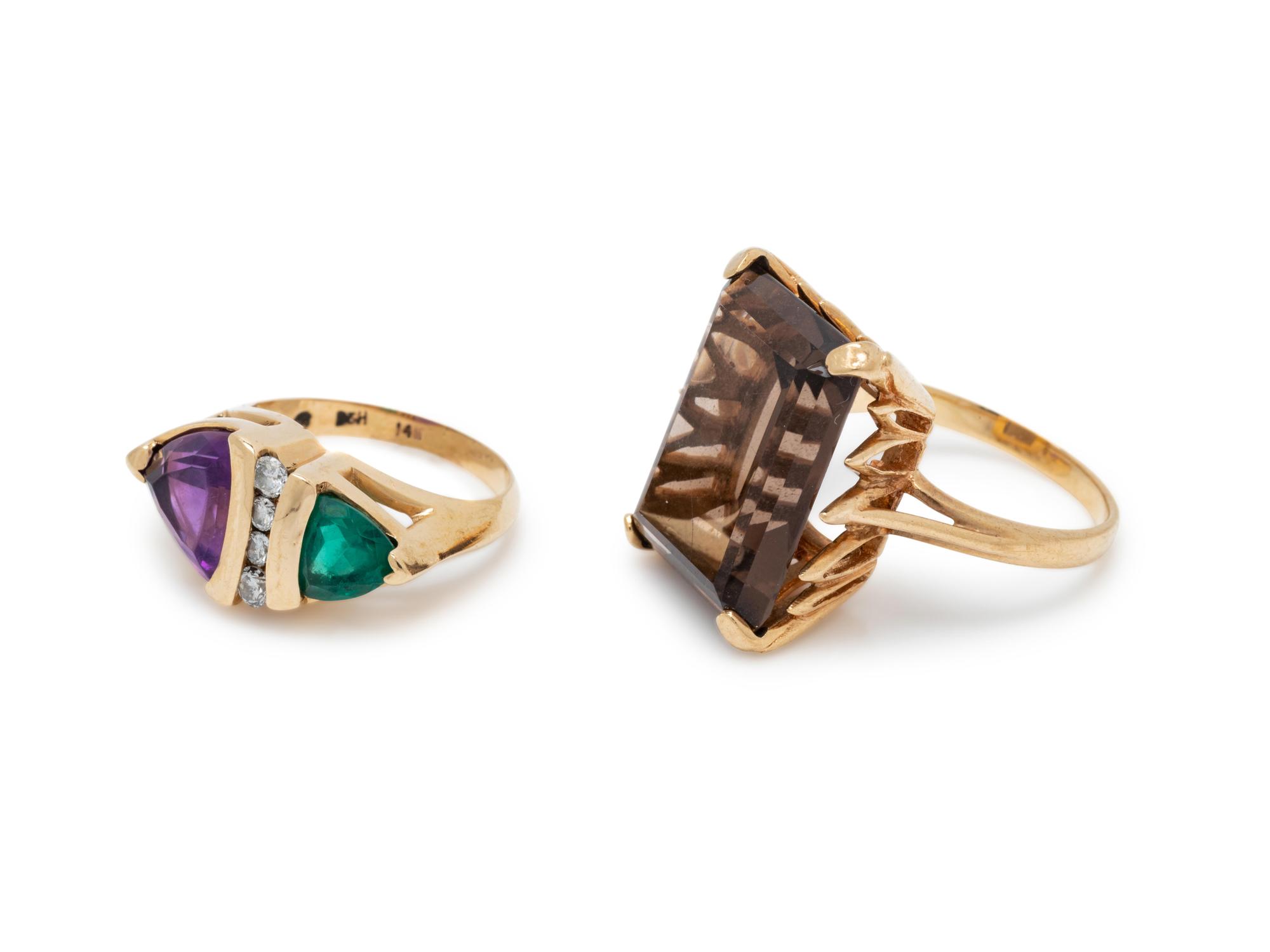 COLLECTION OF GOLD AND MULTIGEM RINGS