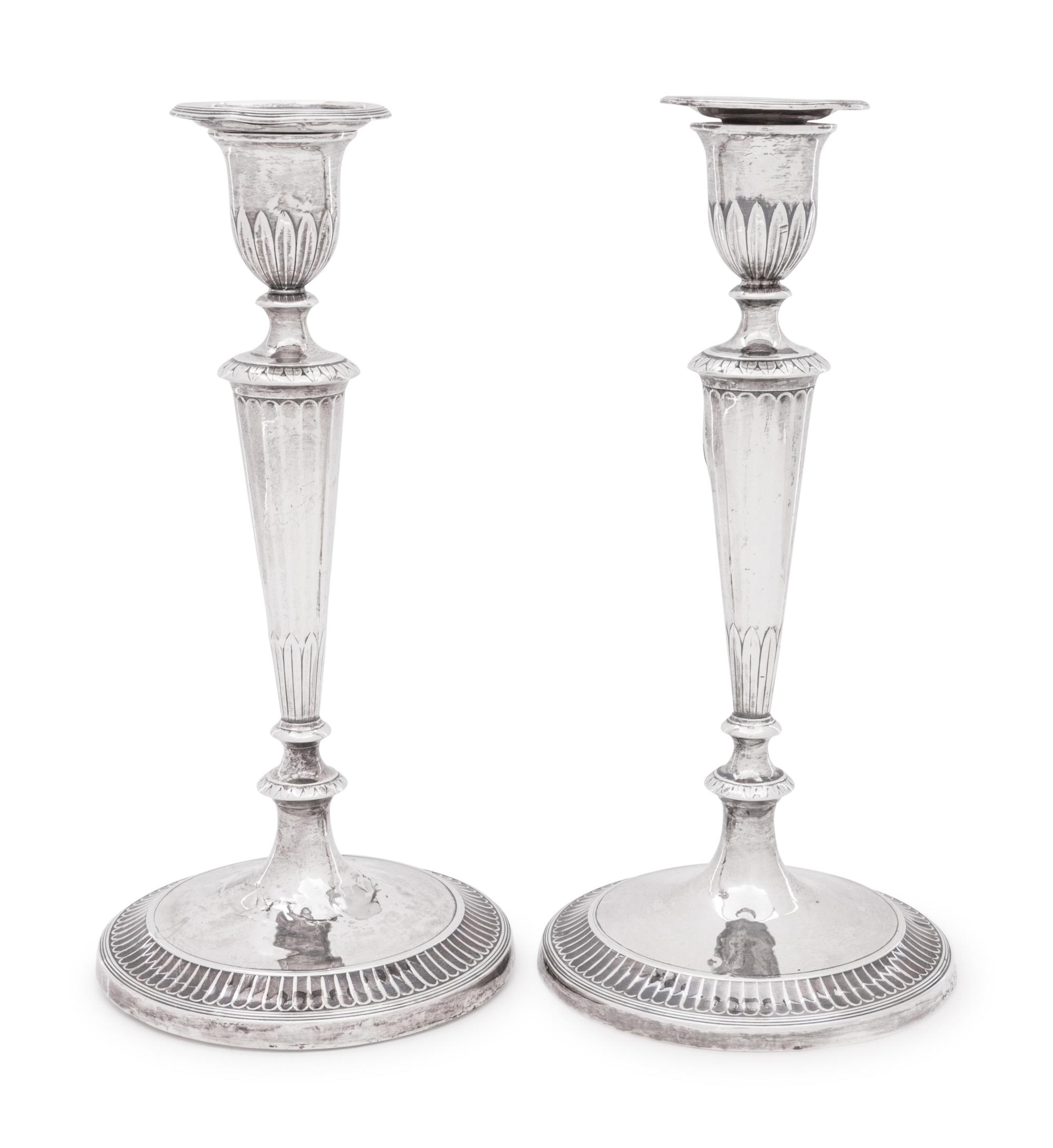 A Pair of George III Silver Candlesticks