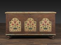 A Country Grain and Floral Painted Pine Painted Blanket Chest