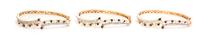 A Collection of Yellow Gold, Cultured Pearl, Diamond and Sapphire Bangles, 30.90 dwts.