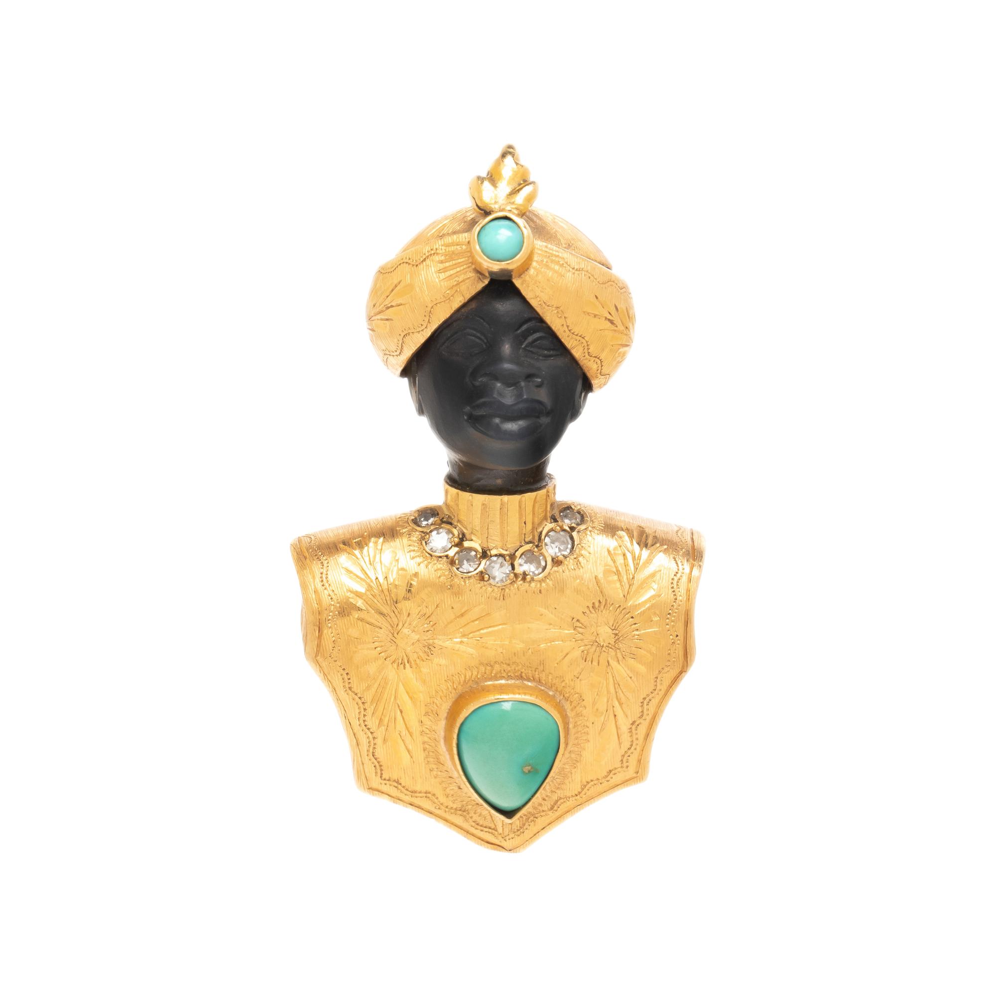 YELLOW GOLD AND MULTIGEM BROOCH