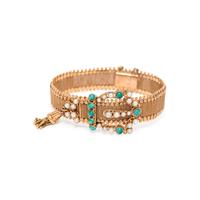 YELLOW GOLD AND GEMSTONE BELT MOTIF BRACELET