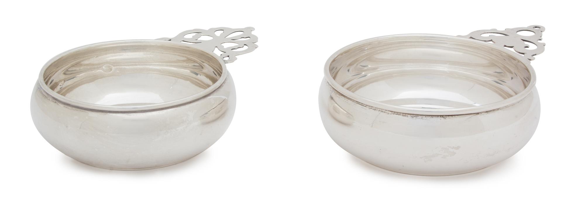 Two Silver Porringers, American, 20th Century, one by Wallace, the other unmarked